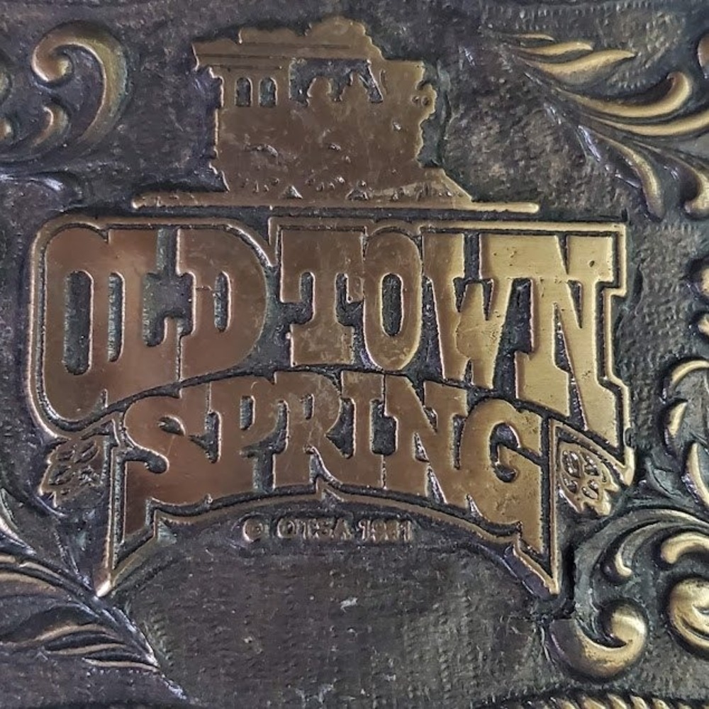 Vintage 1982 Old Town Spring Texas Train Belt Buckle TRG Co Brass Tone Western - Picture 3 of 6